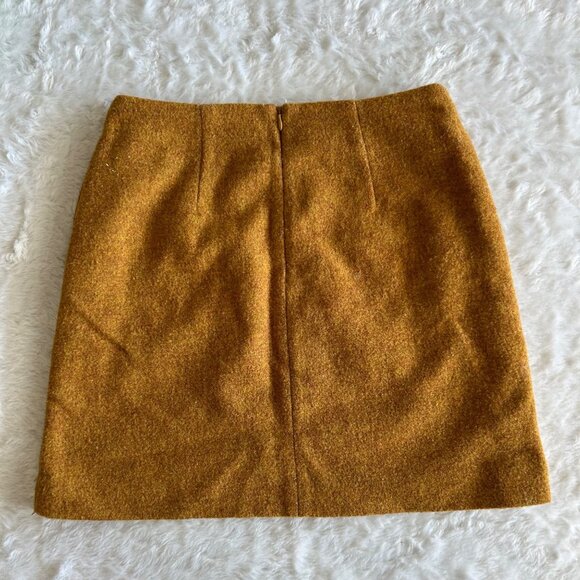 Vintage-Style Mustard Yellow Wool Blend Mini Skirt By Uniqlo Size 6 - Picture 4 of 6